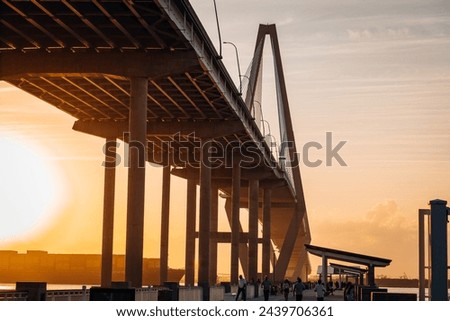 Arthur Ravenel Bridge as seen from the Mount Pleasant Waterfront Park in Charleston, SC Royalty-Free Stock Photo #2439706361