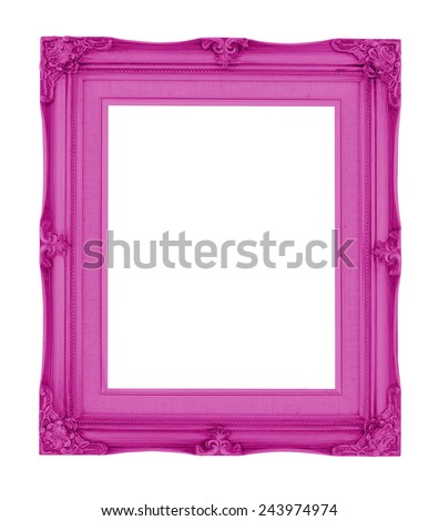 Empty contemporary vintage frame with pink vibrant color isolated on white background