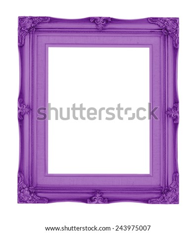 Empty contemporary vintage frame with purple vibrant color isolated on white background