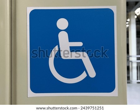 Sticker disabled. Wheelchair image. Isolated background