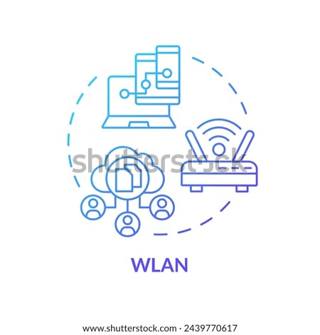 Wireless connection type blue gradient concept icon. Internet communication technology. Cloud computing administration. Round shape line illustration. Abstract idea. Graphic design. Easy to use
