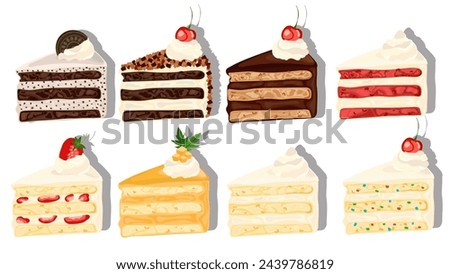Assorted cakes on a white background
