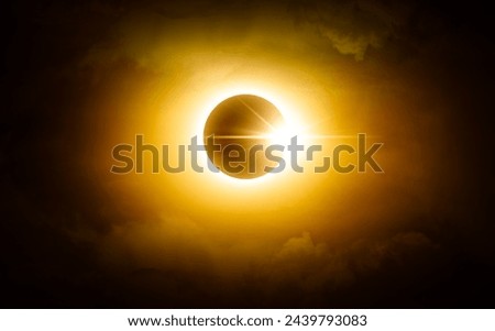 Solar eclipse dark sky. Amazing scientific natural phenomenon.