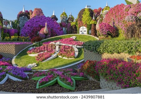 Dubai Miracle Garden is the largest flower park, a must see place in Dubai Royalty-Free Stock Photo #2439807881