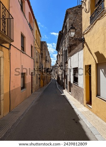 Street in the old town of Torroella de Montgri in Catalunia Spain Royalty-Free Stock Photo #2439812809