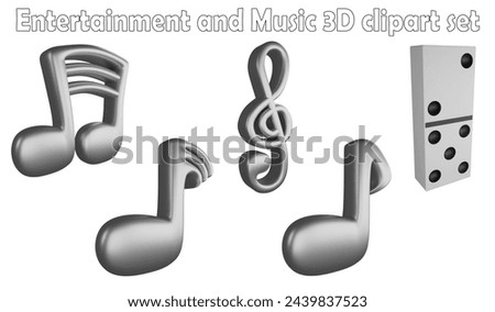 Music notes clipart element ,3D render entertainment and music concept isolated on white background icon set No.17