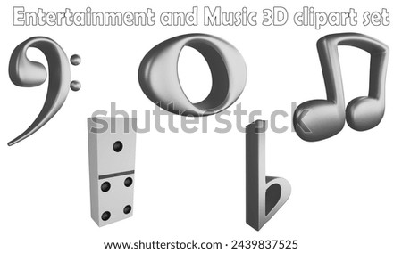 Music notes clipart element ,3D render entertainment and music concept isolated on white background icon set No.15