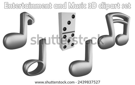Music notes clipart element ,3D render entertainment and music concept isolated on white background icon set No.16