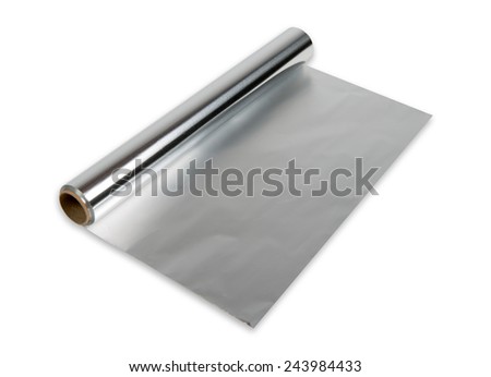  aluminum foil roll on the white background Royalty-Free Stock Photo #243984433