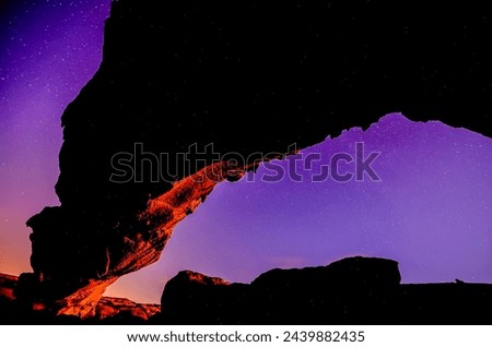 Night Sky Picture of a Basaltic Natural Arch