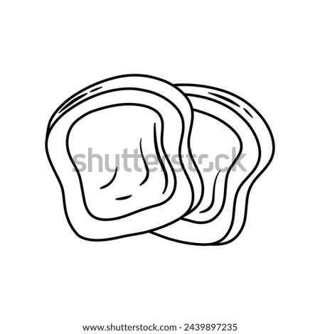 Toast hand drawn line art doodle cute cartoon clip art. Two slices of french fried toast for breakfast food concept. Vector illustration Isolated on White Background