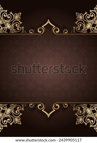 luxury brown background, with gold mandala ornaments