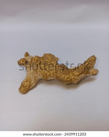Rock golden Sea from ocean with white background 