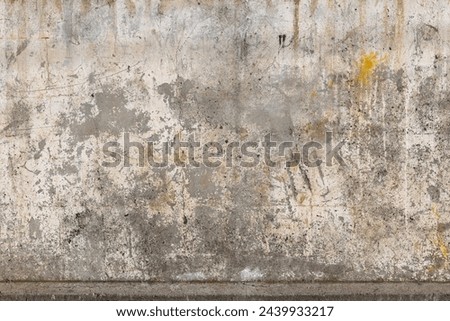 scratched shabby old whitewash on concrete wall texture and flat full-frame closeup background.
