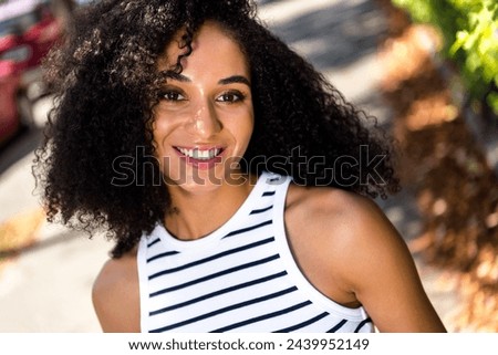 Photo of cute lovely glad pretty girl enjoying weekend sunny day daydream summertime trip outside Royalty-Free Stock Photo #2439952149