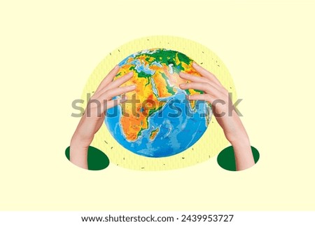 Creative collage picture planet earth globe continent ocean geography map education travel agency promotion ecology protection