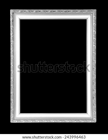 silver picture frame Isolated on black background