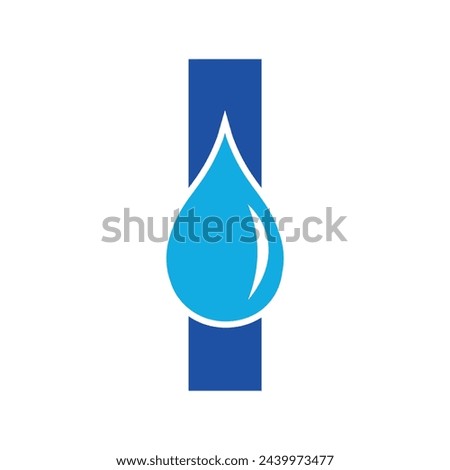 Initial Water Logo combine with letter I vector template