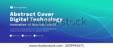 Digital technology poster cover speed connect blue green background, cyber information, abstract communication, innovation future tech data, internet network connection, Ai big data blend illustration Royalty-Free Stock Photo #2439992671