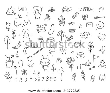Hand drawn set of cute doodles for decoration. Hand drawn set of cute doodles for decoration on white background