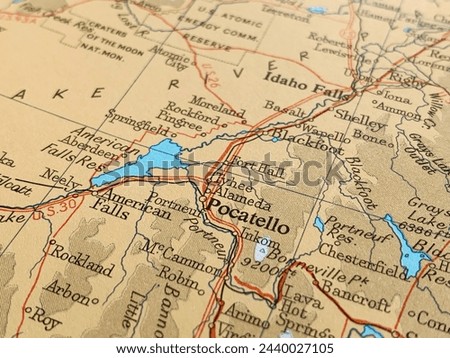 Map of Pocatello, Idaho, USA, world tourism, travel destination, world trade and economy