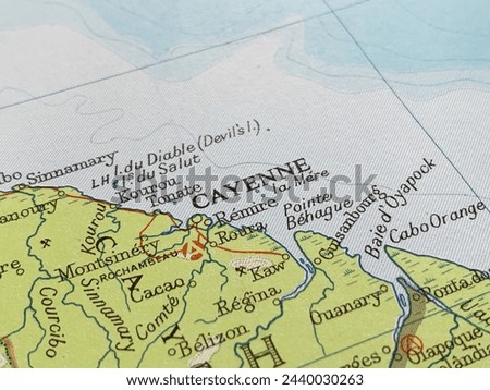 Map of Cayenne, French Guyana, world tourism, travel destination, world trade and economy