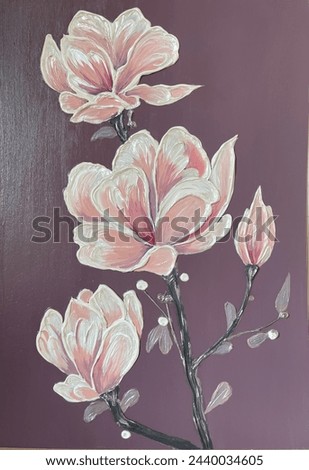 Close-up of Magnolia acrylic painting