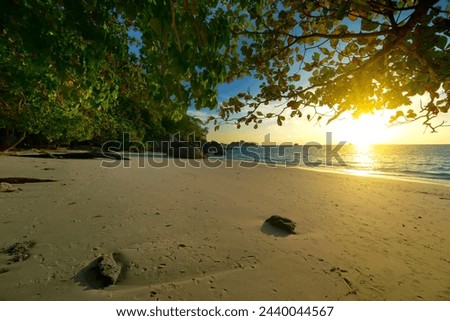 "Paradise on earth" the image of sunset at the island beach. 