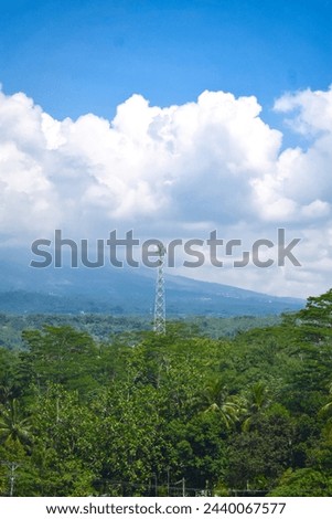 Aerial Mountain of tidar and Village with cloudy blue sky Royalty-Free Stock Photo #2440067577