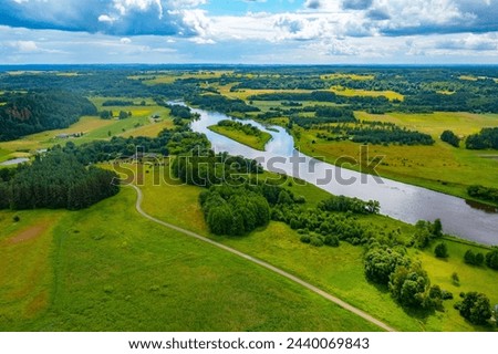 Panorama view of the Hillforts of Kernave, ancient capital of Grand Duchy of Lithuania. Royalty-Free Stock Photo #2440069843