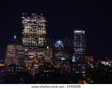 Back Bay skyline at night in Boston, Massachusetts
