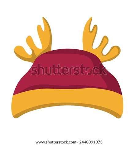 Cute winter hat with reindeer horns, vector illustration