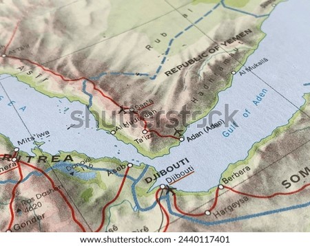 Map of the Gulf of Aden, world tourism, travel destination, world politics, economy and trade