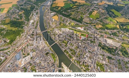 Namur, Belgium. Panorama of the city. Summer day, cloudy weather. Aerial view Royalty-Free Stock Photo #2440125603