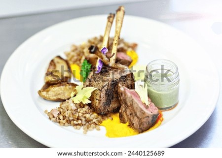 Picture showing lamb dish served in fency hotel restaurant