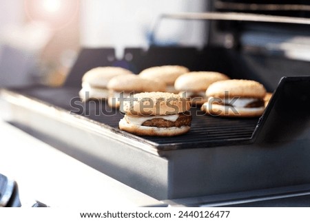 Cheeseburgers on the grill in summer