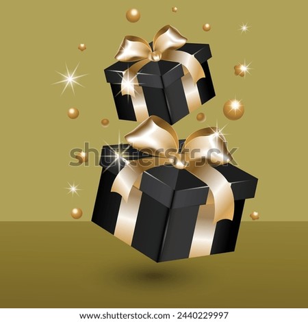 Black and Gold Gift Box Clip art 