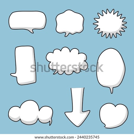 Black and white speech bubble balloon, icon sticker memo keyword planner text box banner, flat vector illustration design isolated
