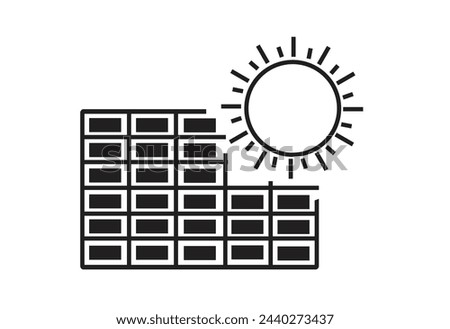 Solar Power Cell with Sun Symbol. Editable Clip Art.