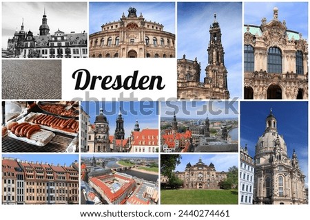 Dresden, Germany postcard - travel place landmark photo collage. Royalty-Free Stock Photo #2440274461