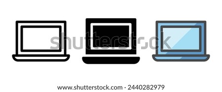 Multipurpose laptop vector icon in outline, glyph, filled outline style. Three icon style variants in one pack.