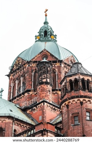 St. Luke's Church, Lukaskirche is the largest Protestant church in Munich, southern Germany, built between 1893 and 1896. Royalty-Free Stock Photo #2440288769