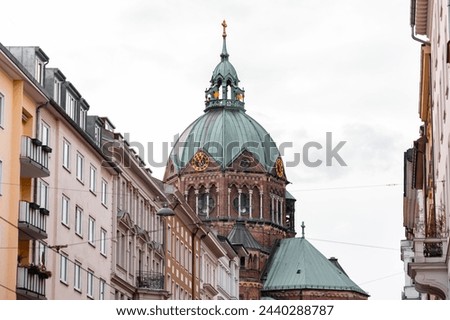 St. Luke's Church, Lukaskirche is the largest Protestant church in Munich, southern Germany, built between 1893 and 1896. Royalty-Free Stock Photo #2440288787