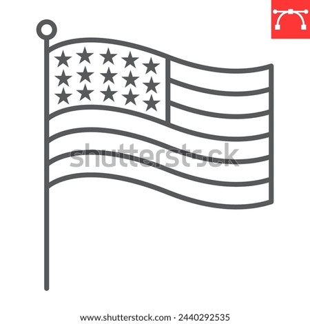 USA flag line icon, election and politician, American flag vector icon, vector graphics, editable stroke outline sign, eps 10.