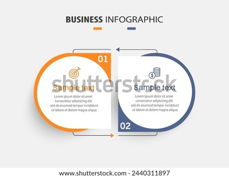 Vector infographic template with icons and 2 options or steps. Can be used for process diagram, presentations, workflow layout, flow chart, info graph