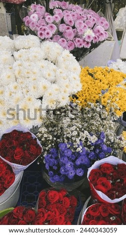 Collection of bouquets in a flower shop
