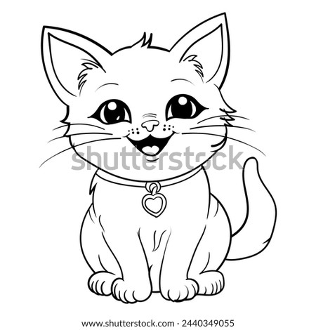 cute cat vector. coloring book. isolated on white background