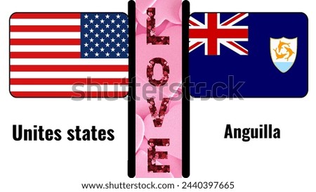 United States Love Anguilla: Creative Typography Design Featuring the American Flag with a Heart Symbolizing Love for Anguilla