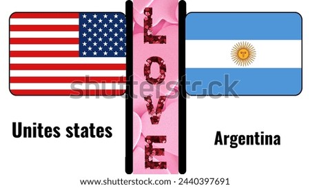 United States Love Argentina: Conceptual Design Depicting American Flag Heart Symbolizing Affection and Unity with Argentina
