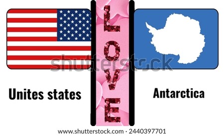 United States Love Antarctica: Creative Design with American Flag Heart Symbol Expressing Affection for Antarctica's Natural Beauty